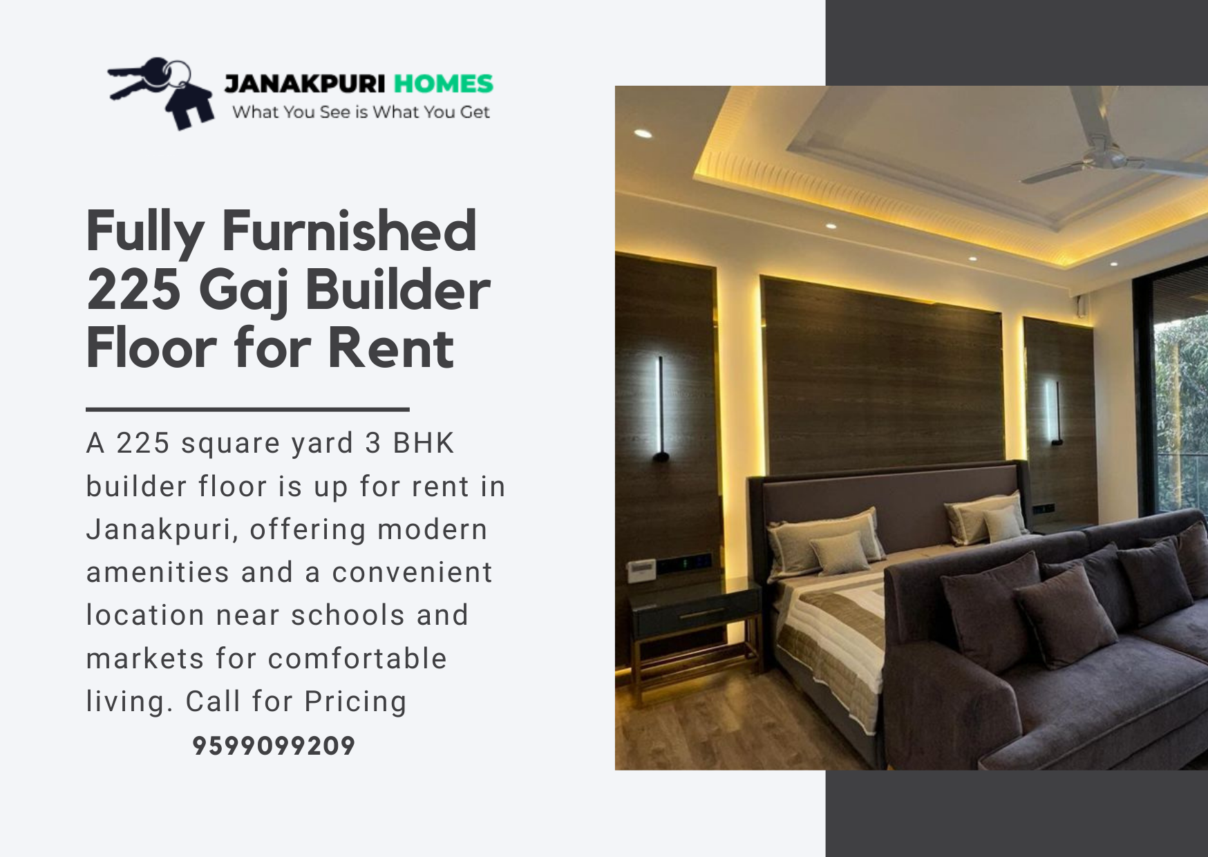 "225 Sq Yard Fully Furnished Builder Floor for Rent in Janakpuri