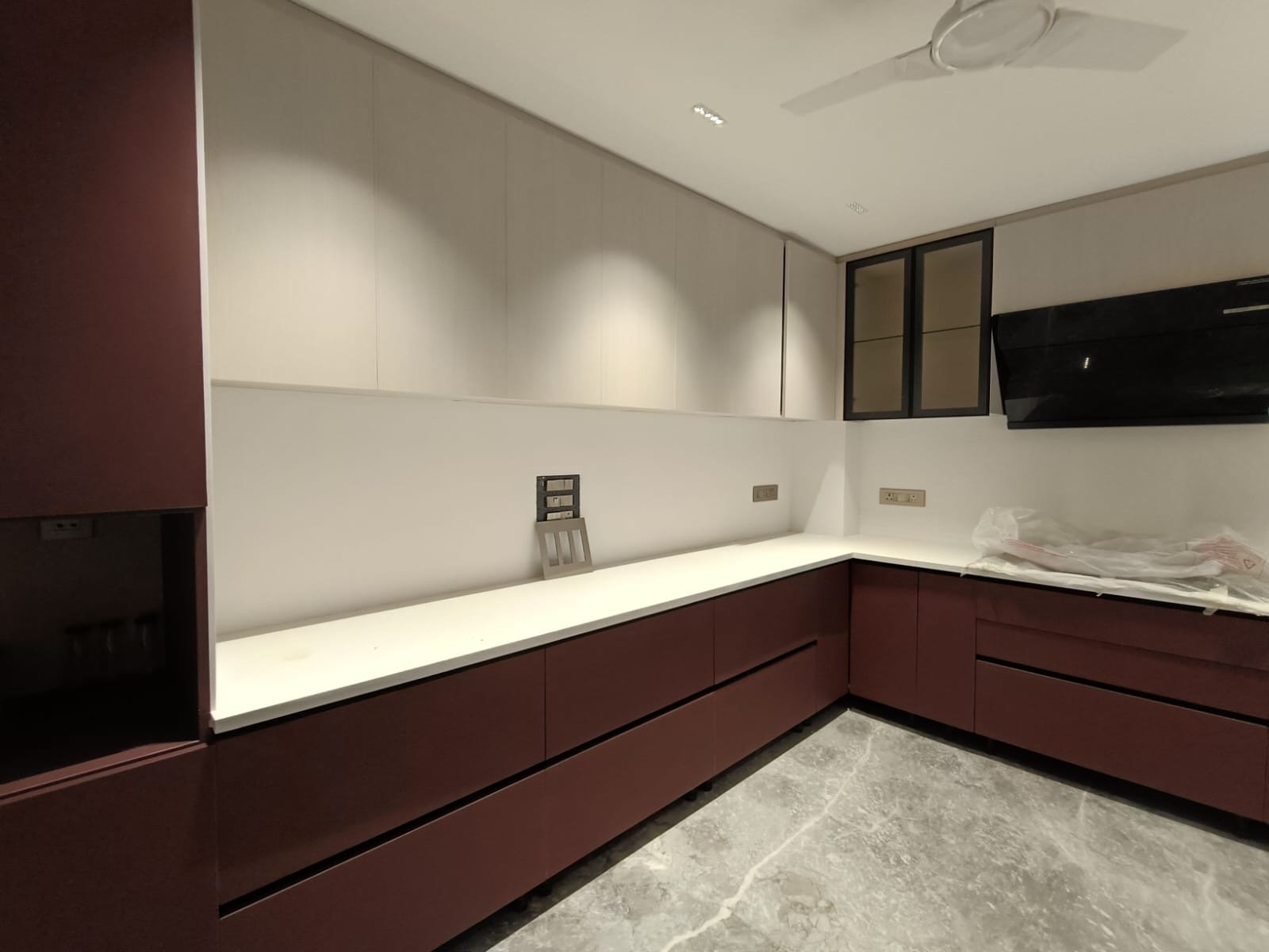 Luxury modular kitchen with Bosch appliances in Janakpuri builder floor